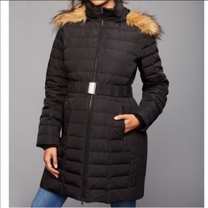 Faux fur maternity jacket